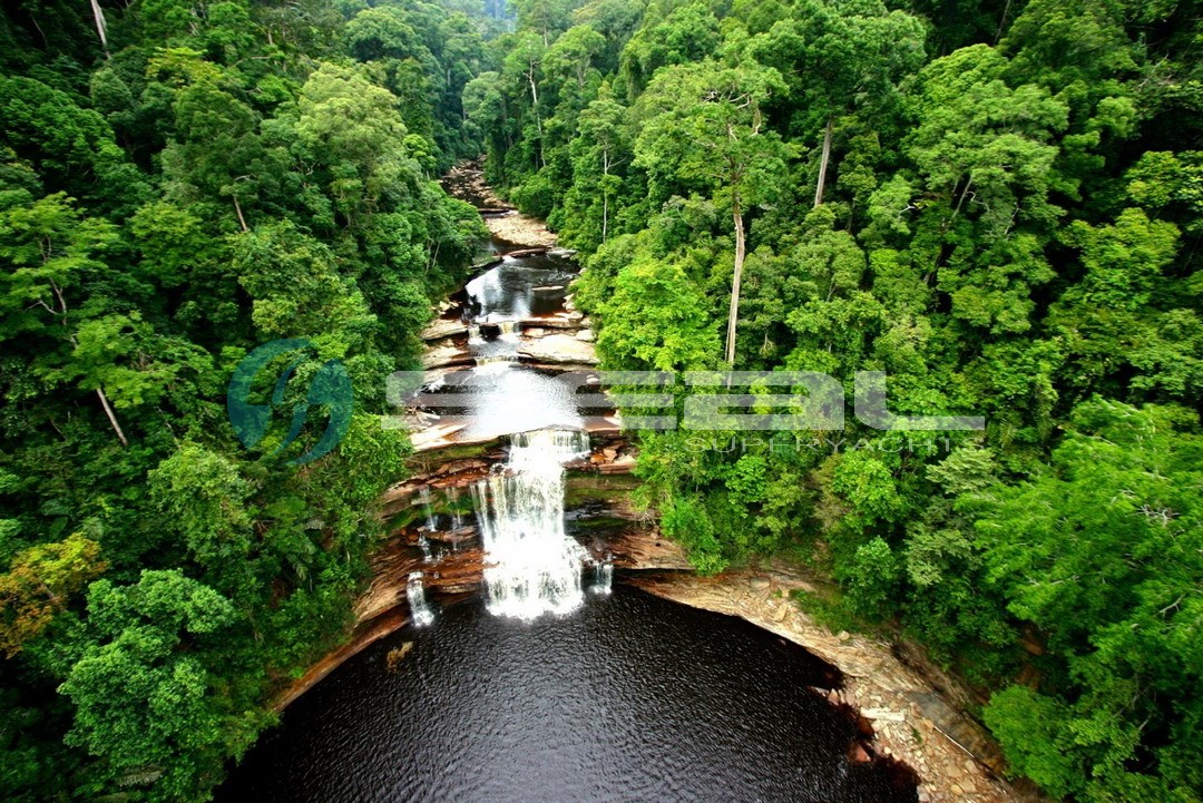 Beautiful natural waterfall setting in Borneo, West Malaysia