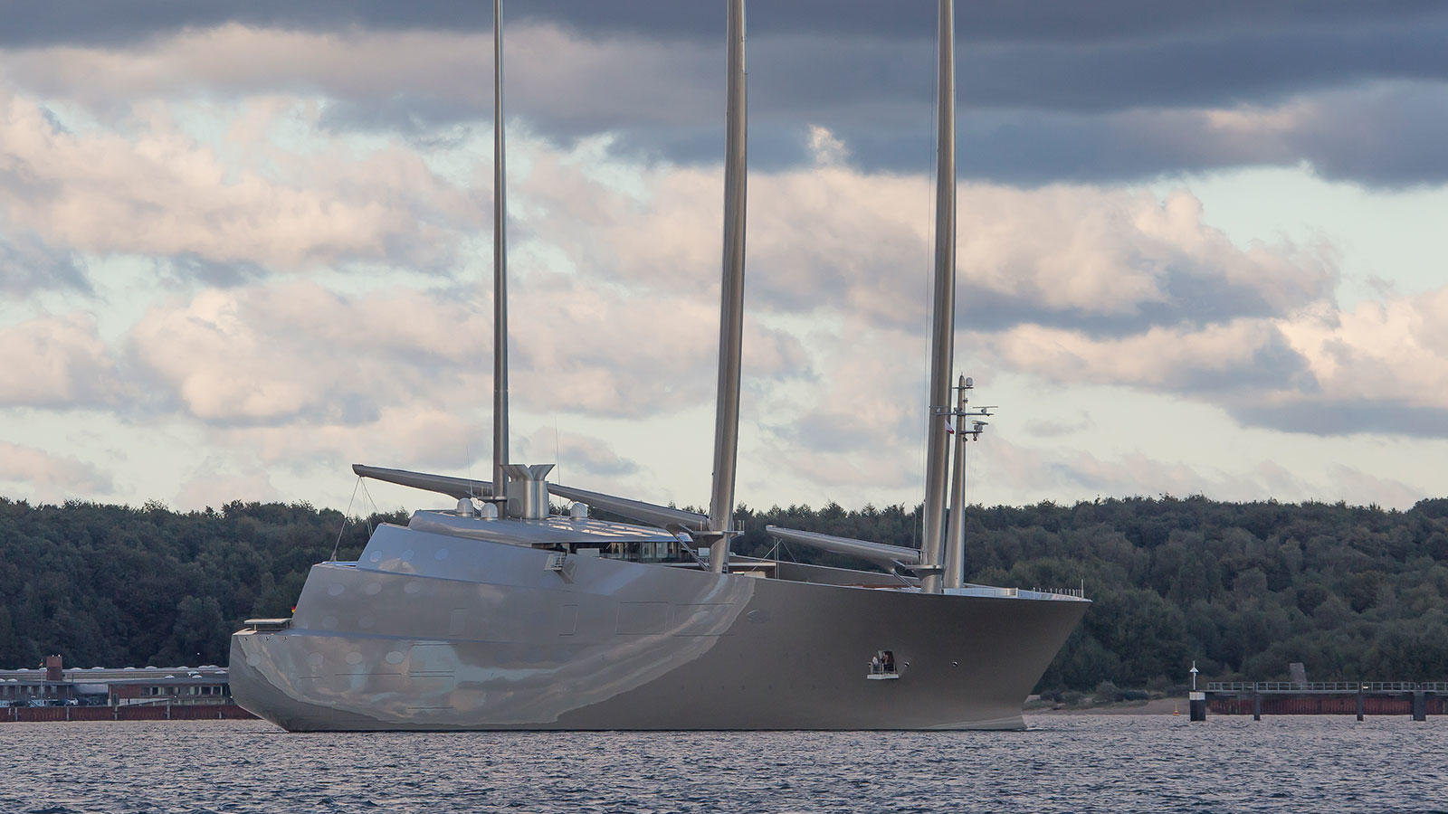 The Superyacht 'Sailing Yacht A' is launched.