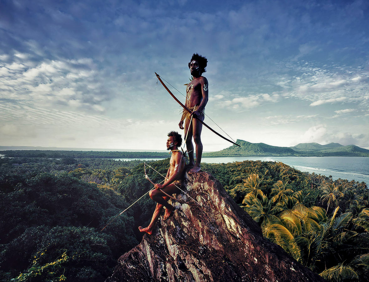 Tribemen on Mountain in Vanuatu.