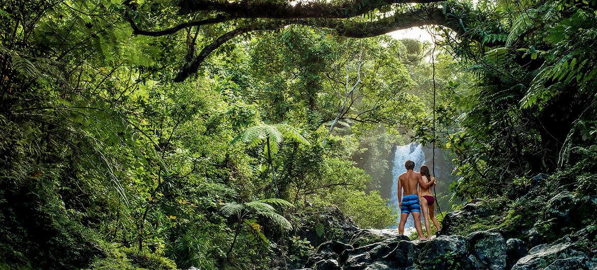 Waterfall, Fiji via Seal Superyachts.