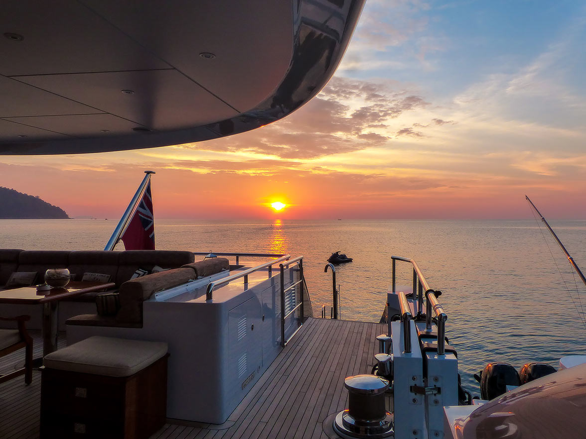 Myanmar sunset from a superyacht.