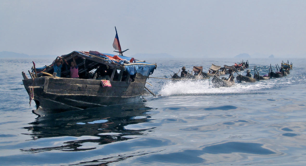 Moken mothership and boats of Myanmar.