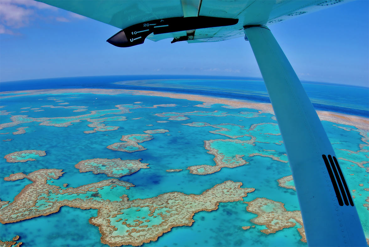 Aerial view of the Whitsundays reef.