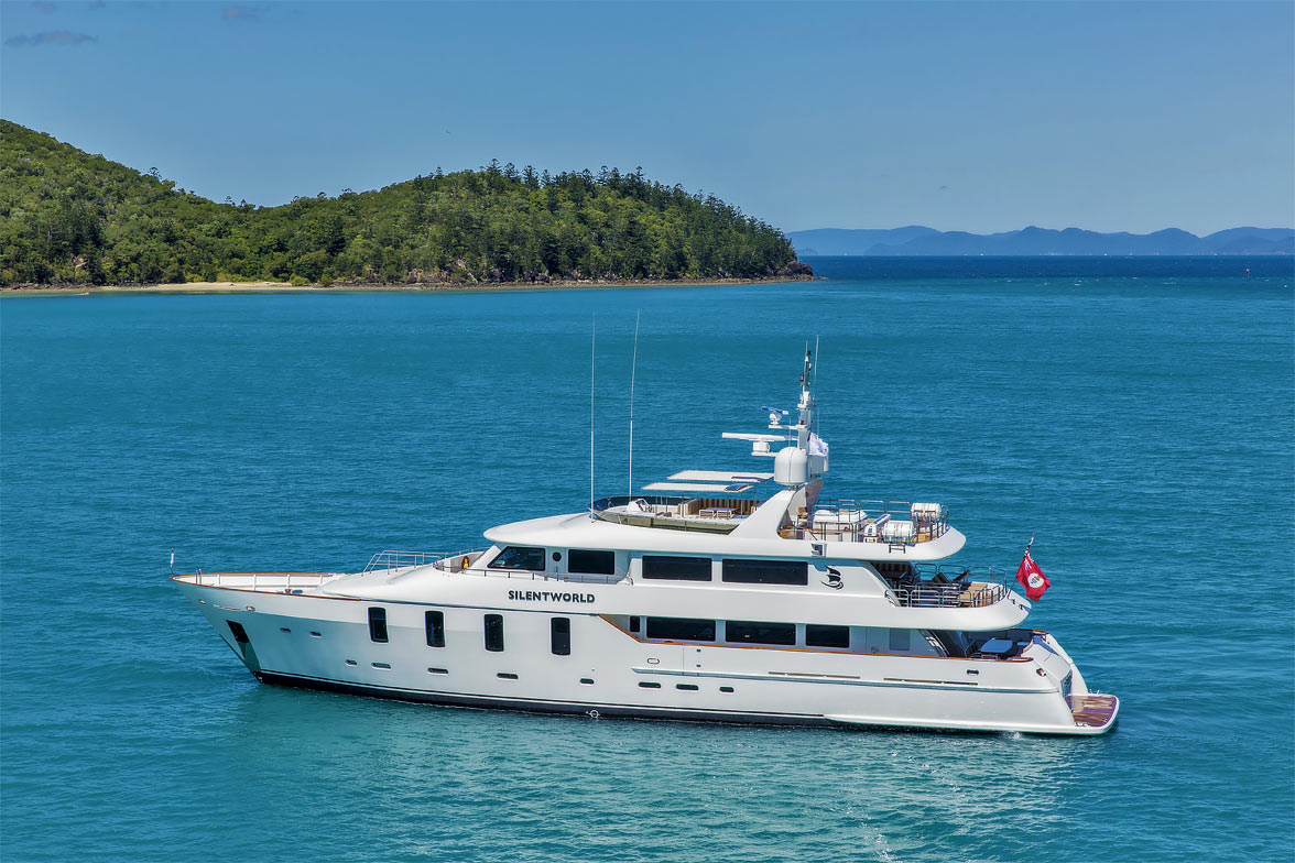 A Superyacht visits the Great Barrier Reef.