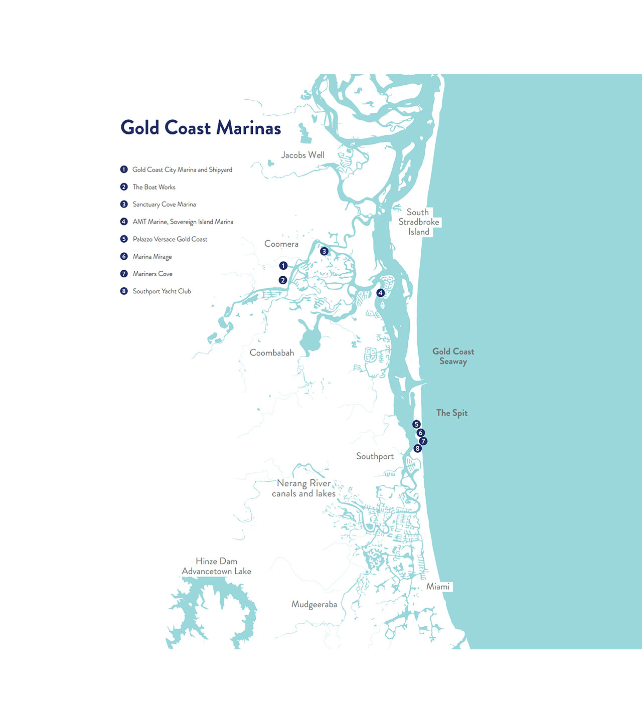 Gold Coast Marinas Map