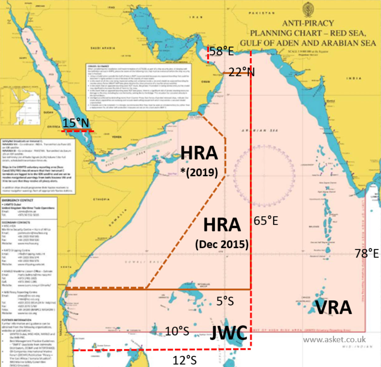 Superyacht Captains beware of pirates in the Indian Ocean 2019 map