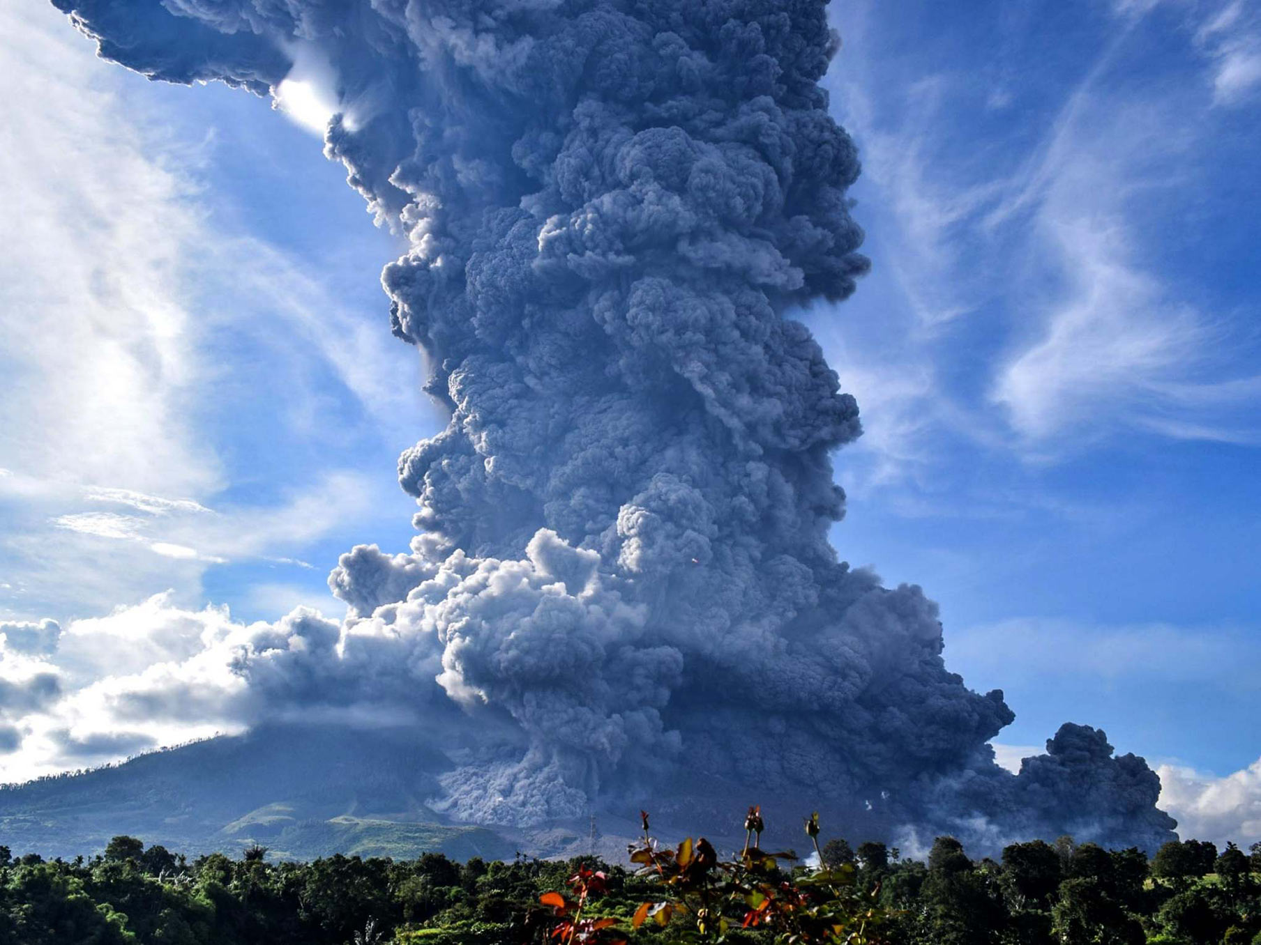 Volcano Erupts on Sumatra island